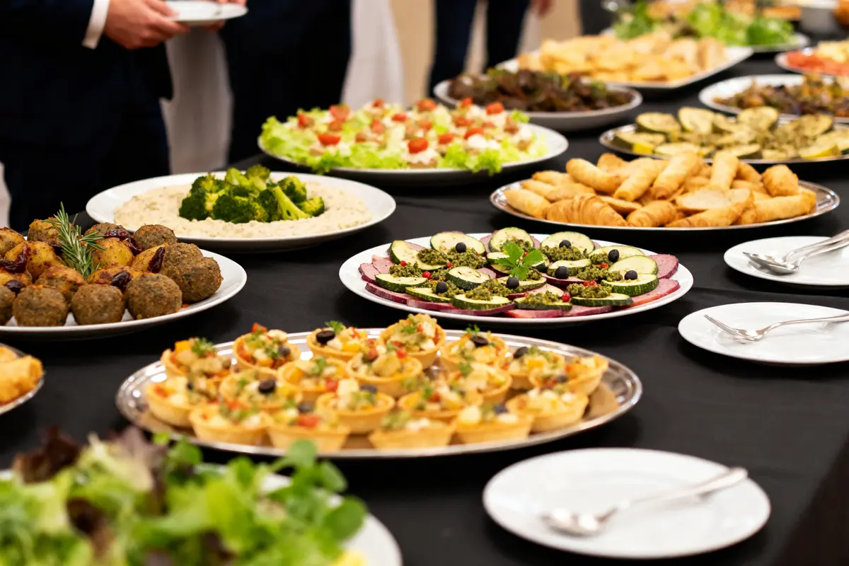 Buffet varié avec plats préparés par des traiteurs à Limoges sur une table élégante